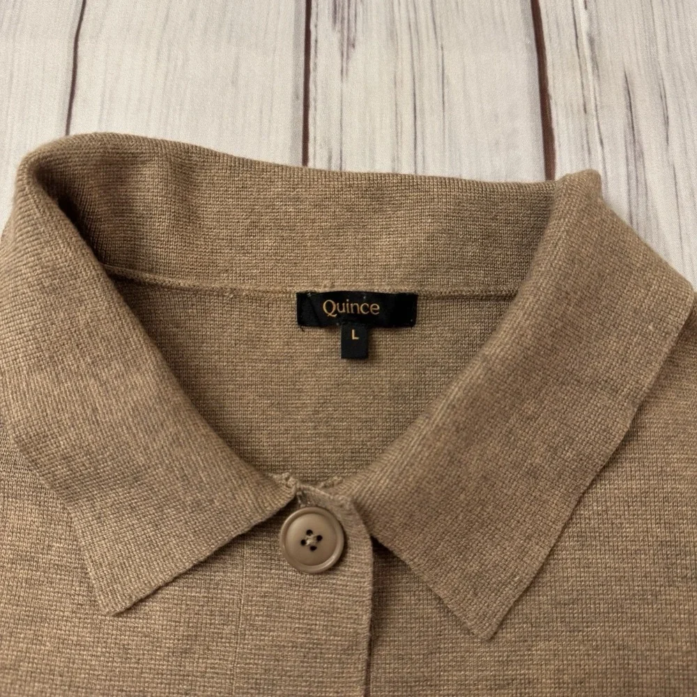 Quince Large Eco-Knit Milano Stitch Oversized‎ Shirt Jacket Taupe Outerwear